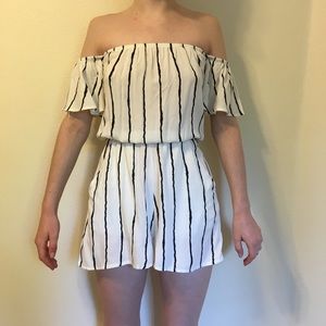 H&M black and white off the shoulder romper